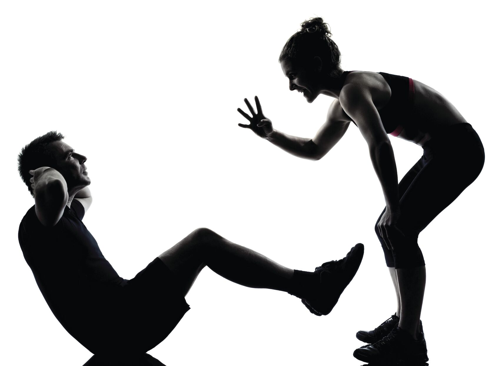 one couple man woman exercising workout aerobic fitness posture